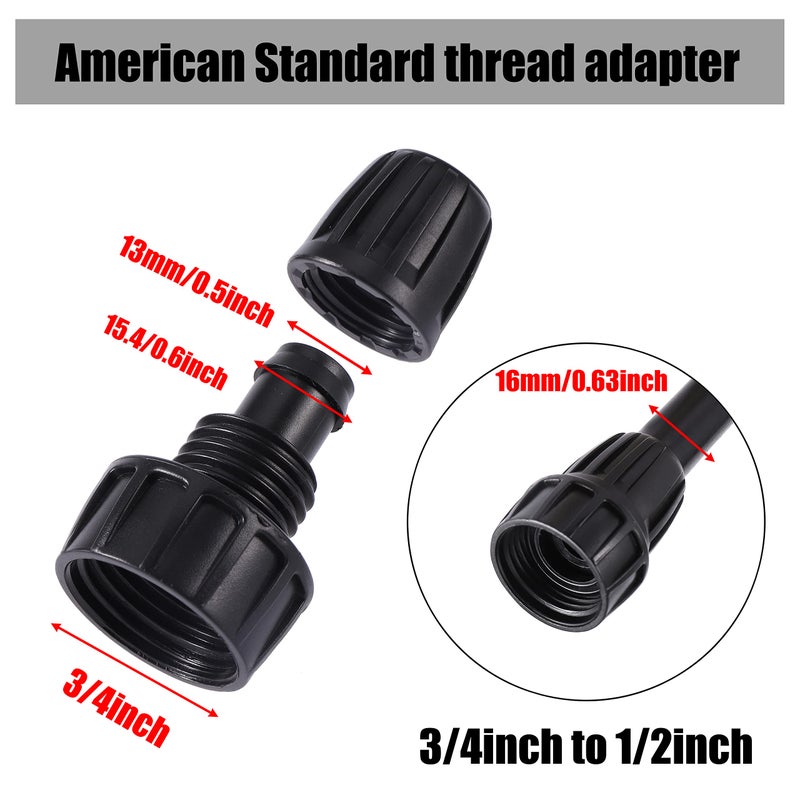 FOGWOWO 16 Pcs 1/2 inch Tubing Irrigation Fittings Kit  For (1/2"" ID x0.6-0.63"" OD) 16mm Drip Tubing Barbed Locked Nuts Connectors 2 Ends 2 Elbows 2 Switch Valves 2 US Standard Adapters 4 Tees 4 Couplings - Image 2